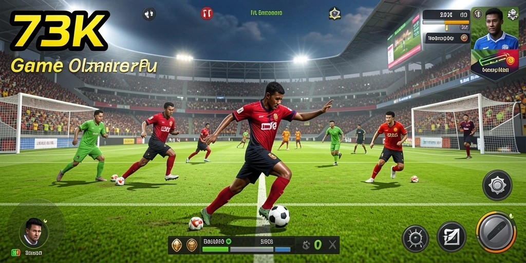 Tampilan gameplay menegangkan dalam permainan olahraga 73K.