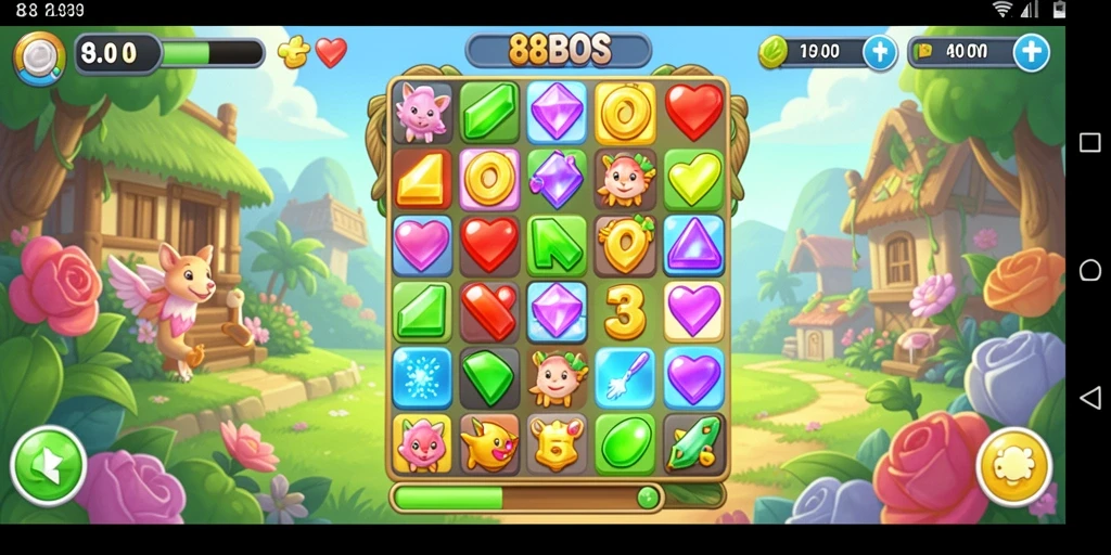 Gameplay seru dalam 88BOS yang penuh tantangan Match-3.