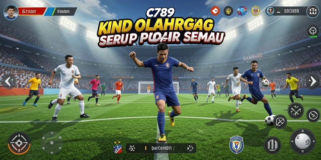 Screenshot utama C789 menampilkan aksi seru di arena olahraga.