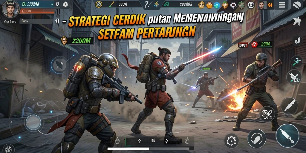 Tangkapan layar D200M menampilkan aksi pertempuran strategi yang intens.