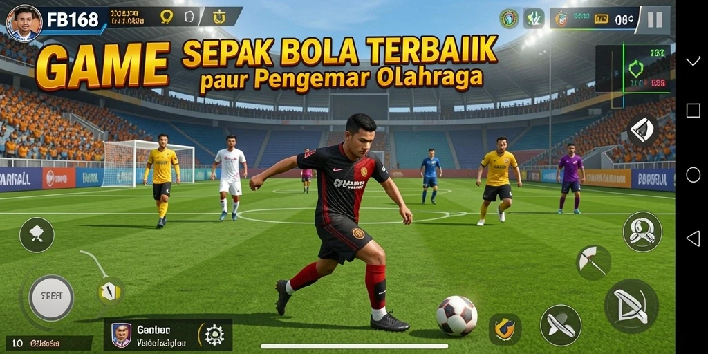 Tampilan gameplay FB168 yang mendebarkan dengan aksi sepak bola intens.