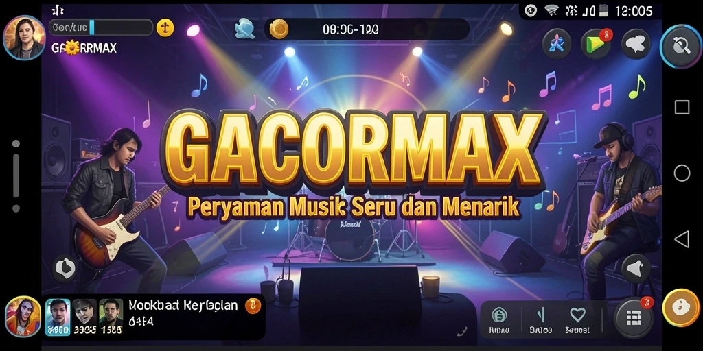 Tampilan gameplay GACORMAX dengan berbagai tantangan musik.