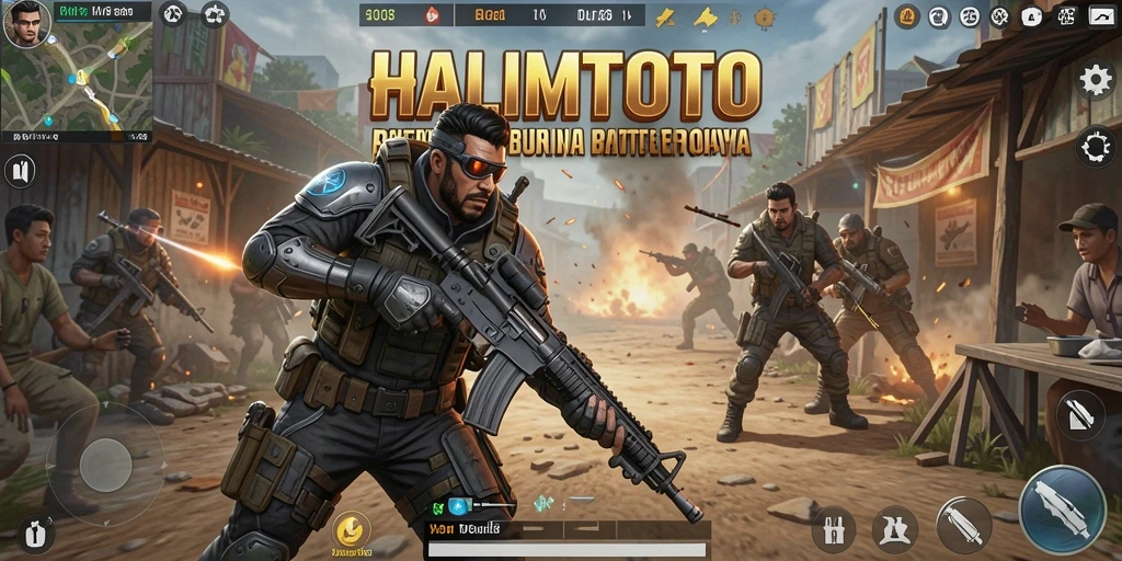 Gameplay seru pertempuran Battle Royale di HALIMTOTO.