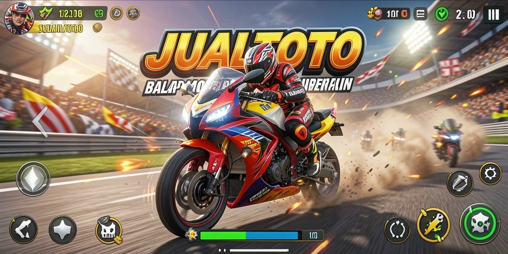 Tampilan menegangkan saat balapan motor di JUALTOTO.