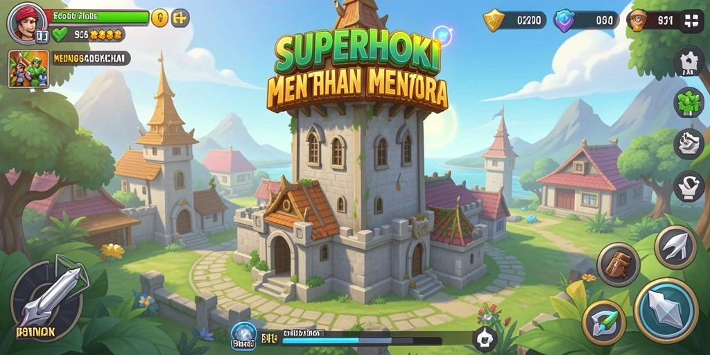 Tampilan gameplay SUPERHOKI dengan strategi menara yang mendebarkan.