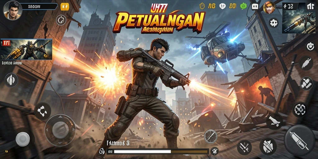 Screenshot menampilkan aksi pertarungan seru di UH77.
