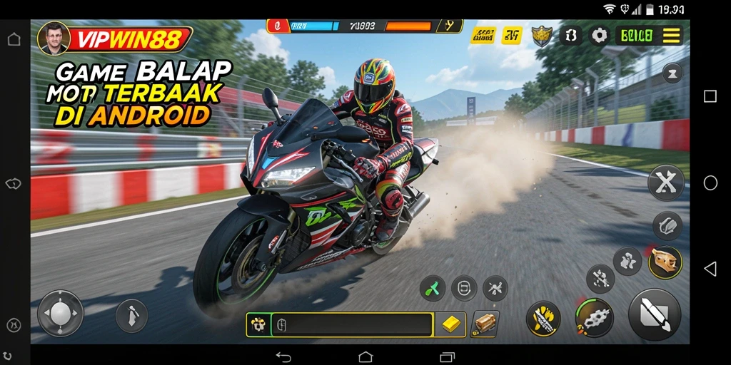 Tangkapan layar gameplay <strong>VIPWIN88</strong> yang menunjukkan balapan motor yang mendebarkan.