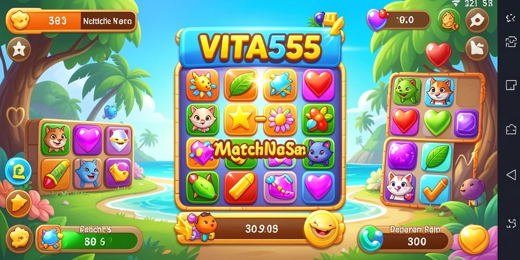 Tampilan gameplay seru VITA555 dengan biji permata warna-warni.